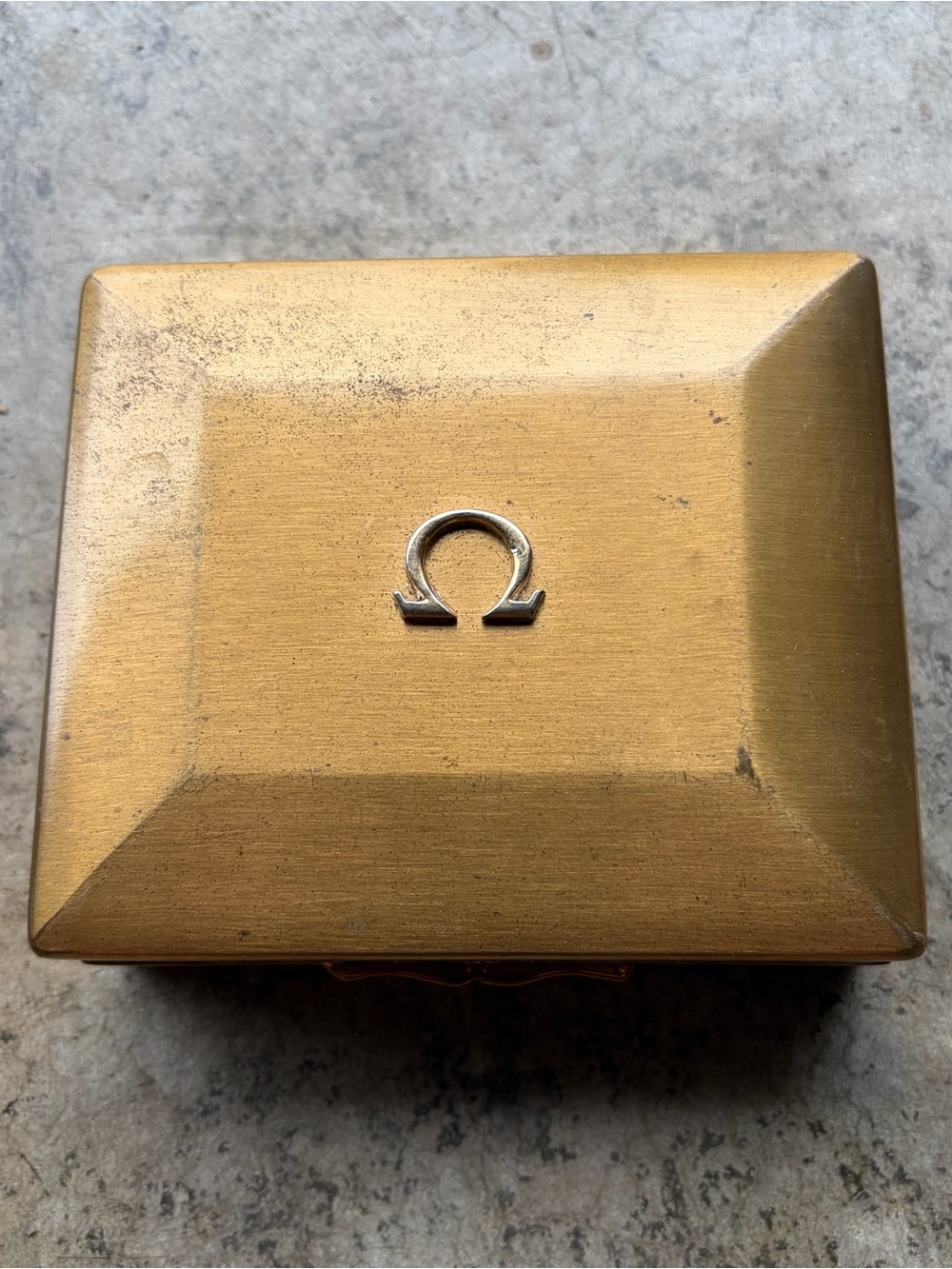 Vintage 1960s 1970s Omega Watch Box  Gold Tone Symbol Chronograph Seamaster